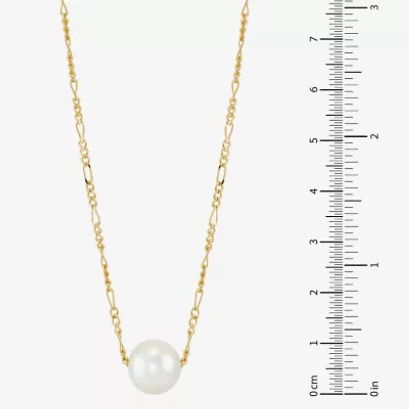 Womens White Cultured Freshwater Pearl 14K Gold Over Silver Heart 17 Inch Pendant Necklace