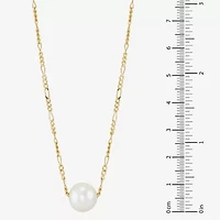Womens White Cultured Freshwater Pearl 14K Gold Over Silver Heart 17 Inch Pendant Necklace
