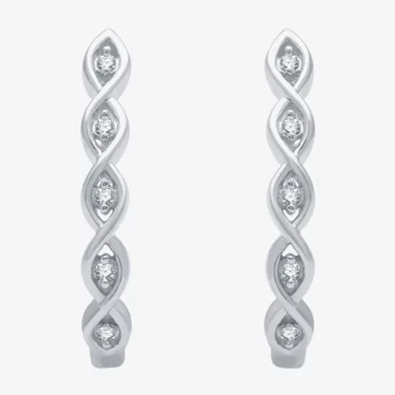 Yes, Please! Womens 1/10 CT. T.W. Lab Grown White Diamond Sterling Silver 21.4mm Round Hoop Earrings