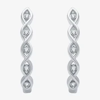 Yes, Please! Womens 1/10 CT. T.W. Lab Grown White Diamond Sterling Silver 21.4mm Round Hoop Earrings