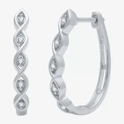 Yes, Please! Womens 1/10 CT. T.W. Lab Grown White Diamond Sterling Silver 21.4mm Round Hoop Earrings