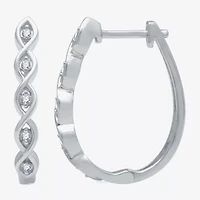 Yes, Please! Womens 1/10 CT. T.W. Lab Grown White Diamond Sterling Silver 21.4mm Round Hoop Earrings