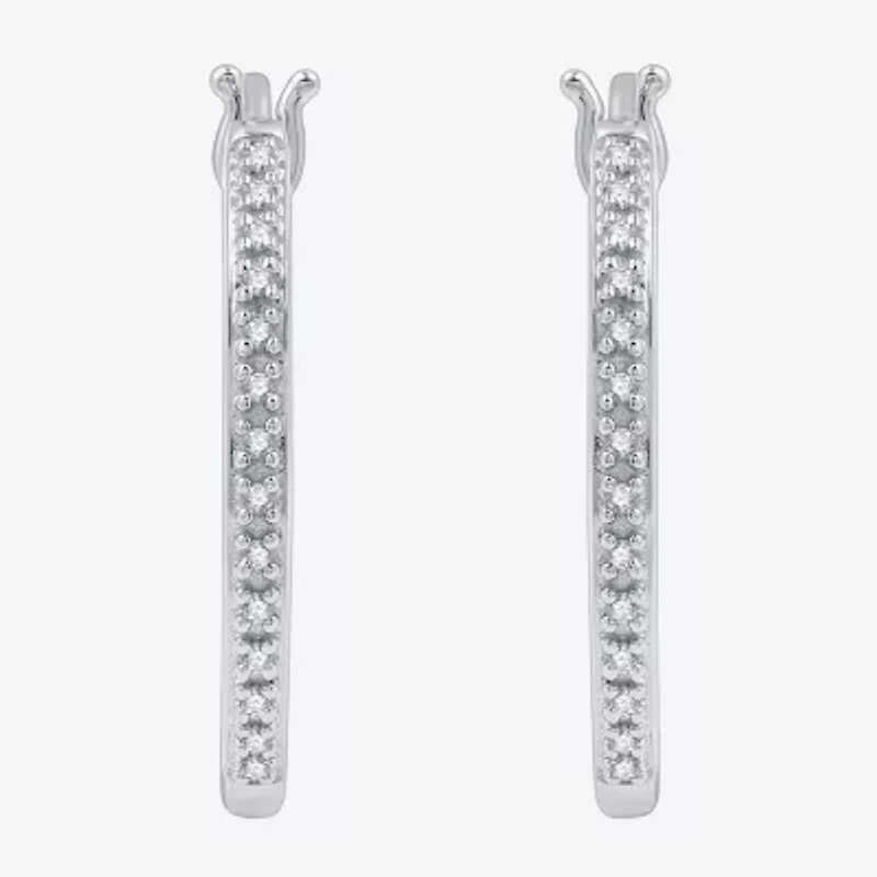 Yes, Please! 1/10 CT. T.W. Lab Grown White Diamond Sterling Silver 22.3mm Round Hoop Earrings