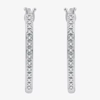 Yes, Please! 1/10 CT. T.W. Lab Grown White Diamond Sterling Silver 22.3mm Round Hoop Earrings