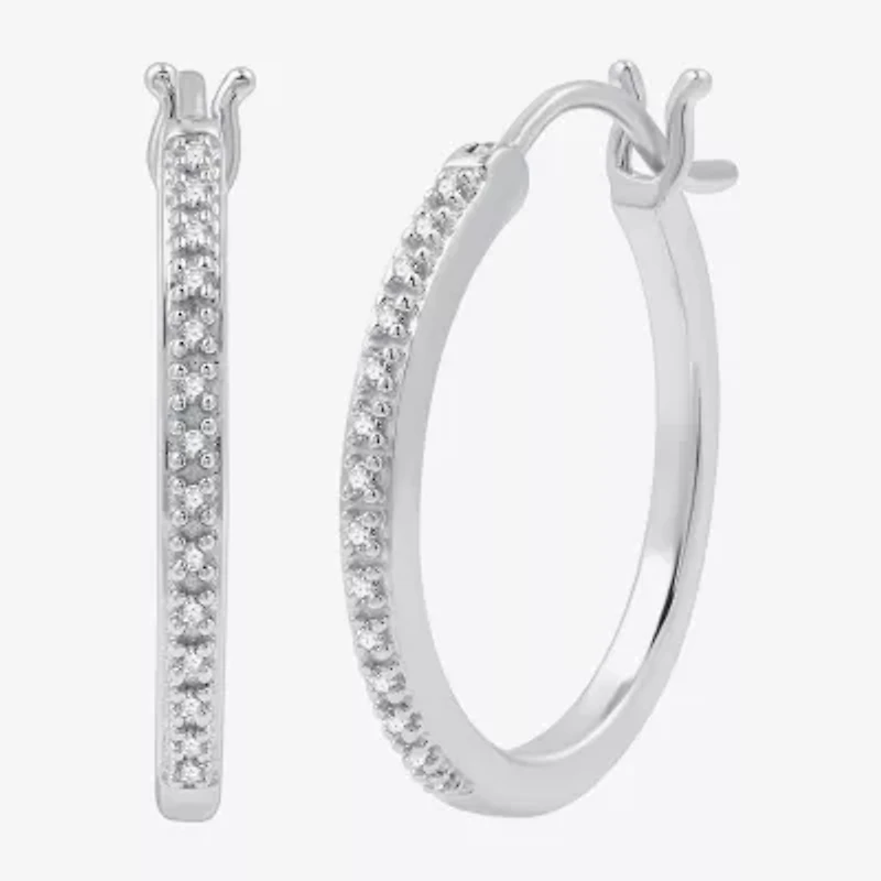 Yes, Please! 1/10 CT. T.W. Lab Grown White Diamond Sterling Silver 22.3mm Round Hoop Earrings