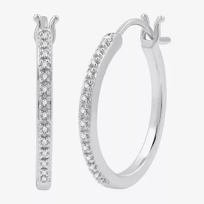 Yes, Please! 1/10 CT. T.W. Lab Grown White Diamond Sterling Silver 22.3mm Round Hoop Earrings