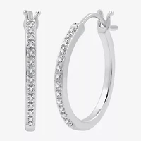 Yes, Please! 1/10 CT. T.W. Lab Grown White Diamond Sterling Silver 22.3mm Round Hoop Earrings