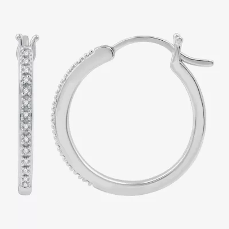 Yes, Please! 1/10 CT. T.W. Lab Grown White Diamond Sterling Silver 22.3mm Round Hoop Earrings