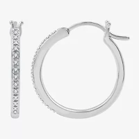 Yes, Please! 1/10 CT. T.W. Lab Grown White Diamond Sterling Silver 22.3mm Round Hoop Earrings