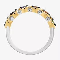 Marvel Fine Jewelry Womens Diamond Accent Genuine Yellow Citrine 14K Gold Over Silver 5-Stone Band