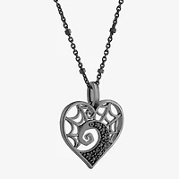 Disney Jewels Collection Womens 1/10 CT. T.W. Natural Black Diamond Sterling Silver Heart 18 Inch Pendant Necklace