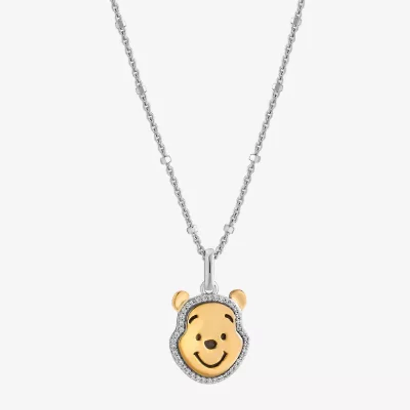Disney Jewels Collection Womens 1/10 CT. T.W. Natural White Diamond 14K Gold Over Silver Sterling Silver 18 Inch Pendant Necklace