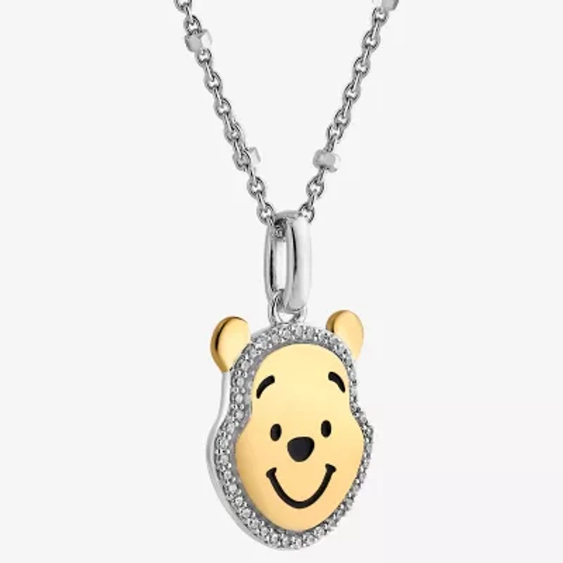 Disney Jewels Collection Womens 1/10 CT. T.W. Natural White Diamond 14K Gold Over Silver Sterling Silver 18 Inch Pendant Necklace