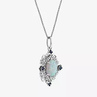 Enchanted Disney Fine Jewelry Womens 1/10 CT. T.W. Lab Created White Opal Sterling Silver 18 Inch Pendant Necklace