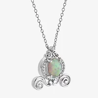 Enchanted Disney Fine Jewelry Womens Diamond Accent Lab Created White Opal Sterling Silver 18 Inch Pendant Necklace