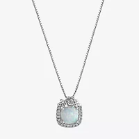 Womens 1/10 CT. T.W. Lab Created White Opal Sterling Silver 18 Inch Pendant Necklace