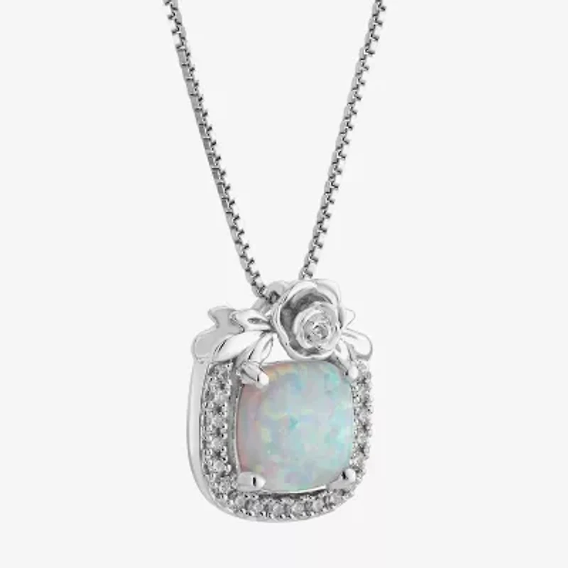 Womens 1/10 CT. T.W. Lab Created White Opal Sterling Silver 18 Inch Pendant Necklace