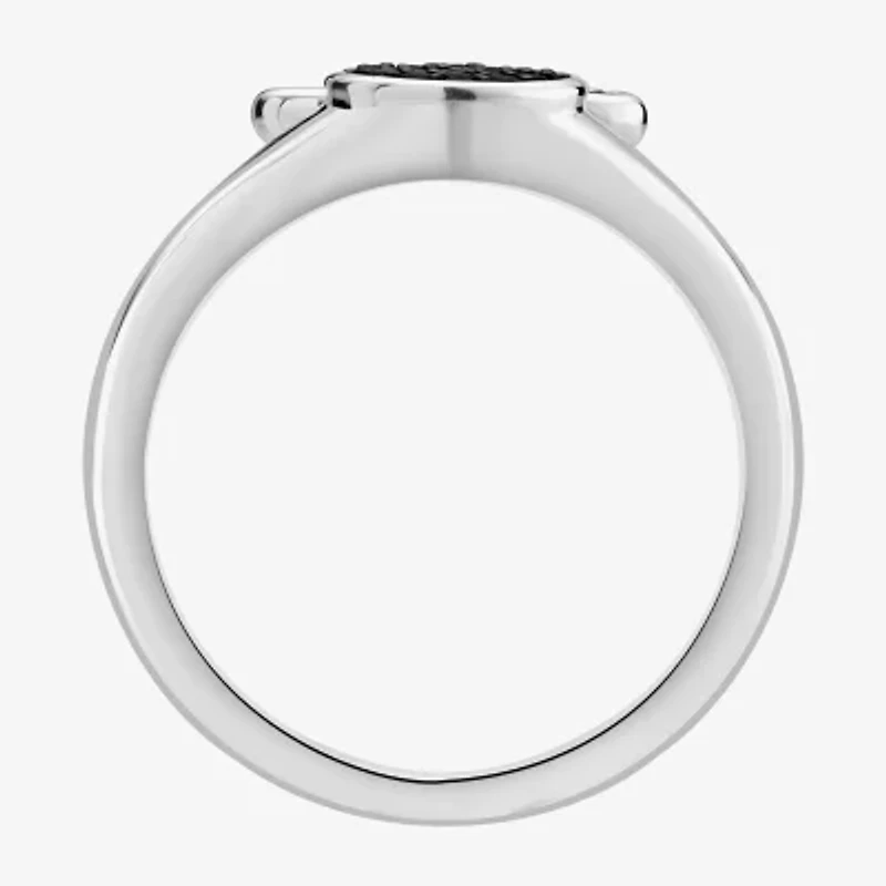 Disney Jewels Collection Womens 1/6 CT. T.W. Natural Black Diamond Sterling Silver Mickey Mouse Cocktail Ring