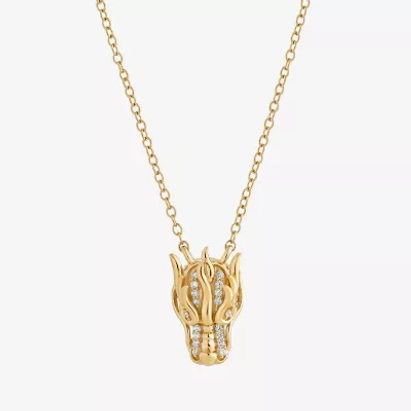 Enchanted Disney Fine Jewelry Womens 1/10 CT. T.W. Natural White Diamond 14K Gold Over Silver 18 Inch Pendant Necklace