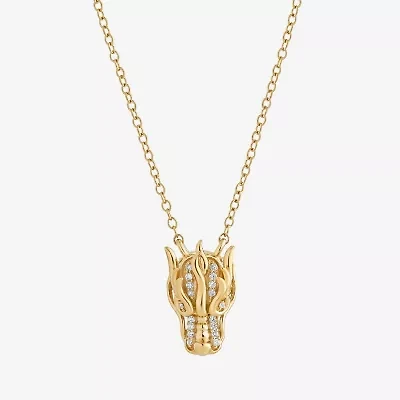 Enchanted Disney Fine Jewelry Womens 1/10 CT. T.W. Natural White Diamond 14K Gold Over Silver 18 Inch Pendant Necklace