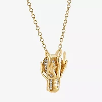 Enchanted Disney Fine Jewelry Womens 1/10 CT. T.W. Natural White Diamond 14K Gold Over Silver 18 Inch Pendant Necklace
