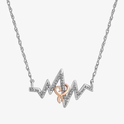 Hallmark Diamonds Heartbeat Womens Diamond Accent Natural White Diamond 14K Rose Gold Over Silver Heart 18 Inch Pendant Necklace