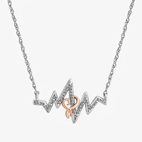 Hallmark Diamonds Heartbeat Womens Diamond Accent Natural White Diamond 14K Rose Gold Over Silver Heart 18 Inch Pendant Necklace