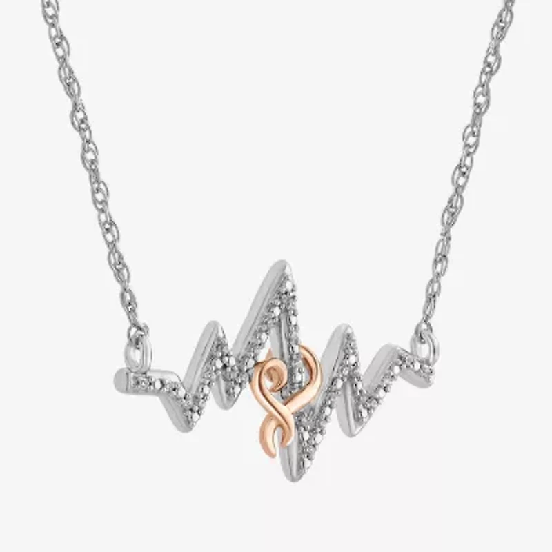 Hallmark Diamonds Heartbeat Womens Diamond Accent Natural White Diamond 14K Rose Gold Over Silver Heart 18 Inch Pendant Necklace