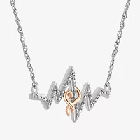 Hallmark Diamonds Heartbeat Womens Diamond Accent Natural White Diamond 14K Rose Gold Over Silver Heart 18 Inch Pendant Necklace