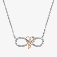 Womens Diamond Accent Natural White Diamond 14K Two Tone Gold Over Silver Heart Infinity 18 Inch Pendant Necklace