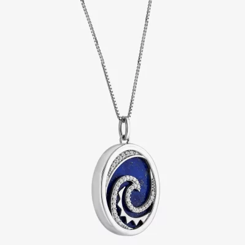 Enchanted Disney Fine Jewelry Womens 1/6 CT. T.W. Genuine Blue Lapis Sterling Silver 18 Inch Pendant Necklace