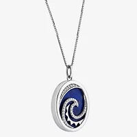 Enchanted Disney Fine Jewelry Womens 1/6 CT. T.W. Genuine Blue Lapis Sterling Silver 18 Inch Pendant Necklace