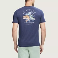 IZOD Saltwater Soft Wash Mens Crew Neck Short Sleeve Classic Fit Graphic T-Shirt