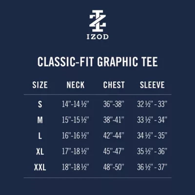 IZOD Saltwater Soft Wash Mens Crew Neck Short Sleeve Classic Fit Graphic T-Shirt