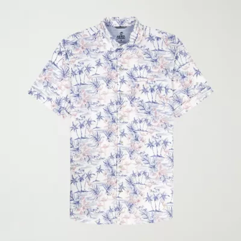 IZOD Dockside Chambray Mens Short Sleeve Regular Fit Button-Down Shirt