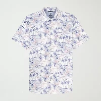 IZOD Dockside Chambray Mens Short Sleeve Regular Fit Button-Down Shirt