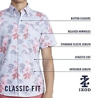 IZOD Dockside Chambray Mens Short Sleeve Regular Fit Button-Down Shirt