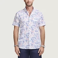 IZOD Dockside Chambray Mens Short Sleeve Regular Fit Button-Down Shirt