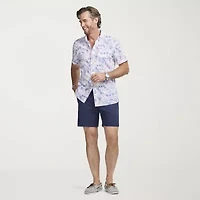 IZOD Dockside Chambray Mens Short Sleeve Regular Fit Button-Down Shirt