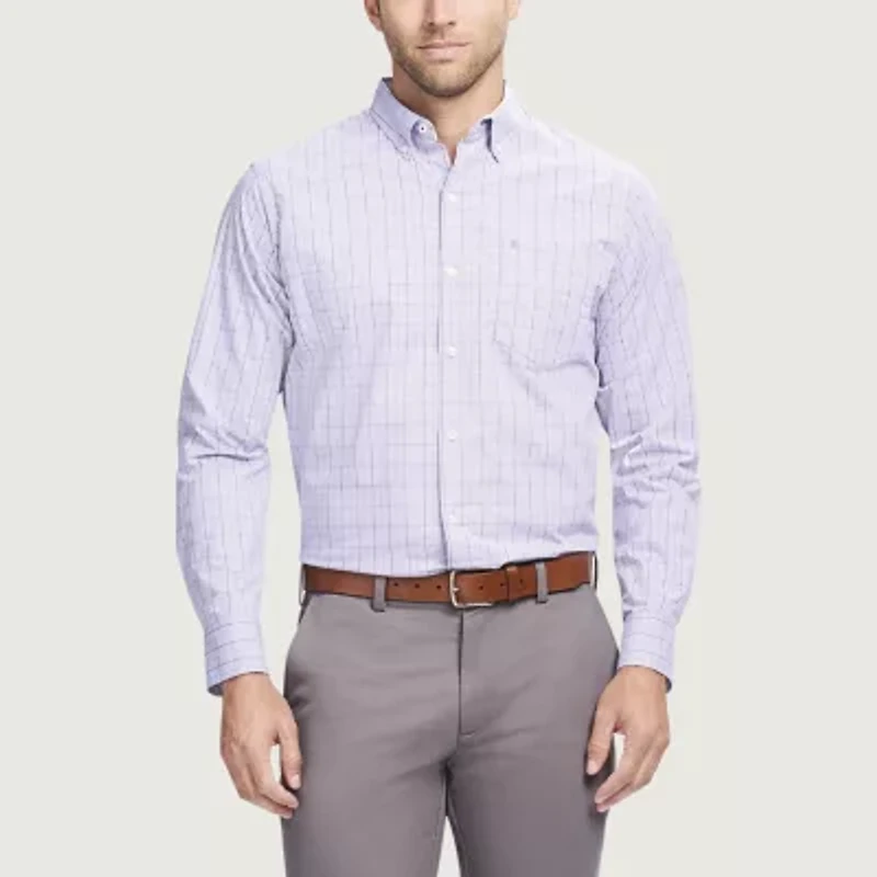 IZOD Performance Comfort Mens Long Sleeve Classic Fit Button-Down Shirt