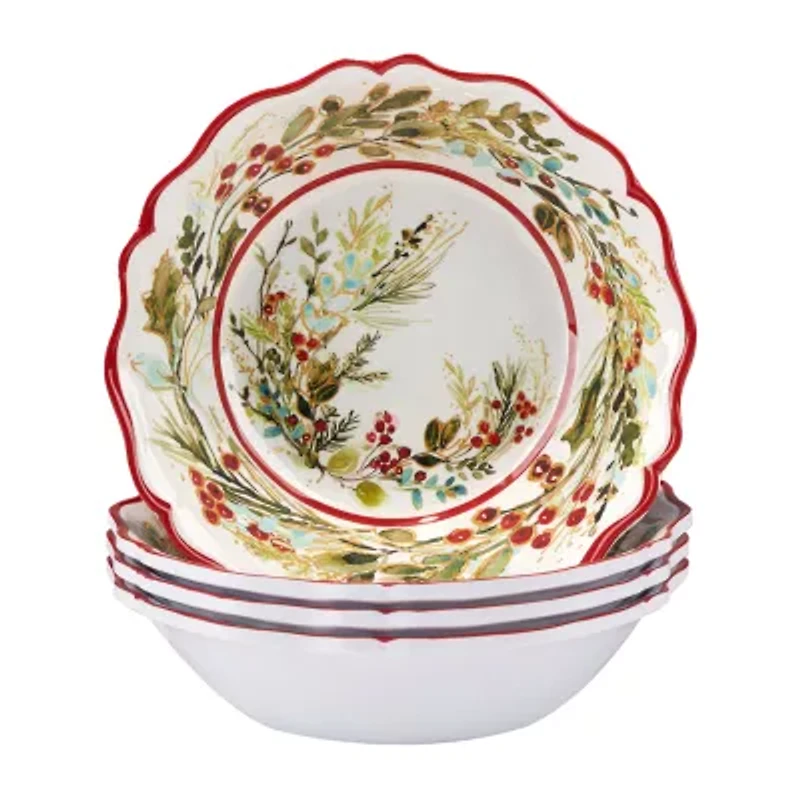 Certified International Christmas Gatherings 4-pc. Earthenware Ice Cream Bowl