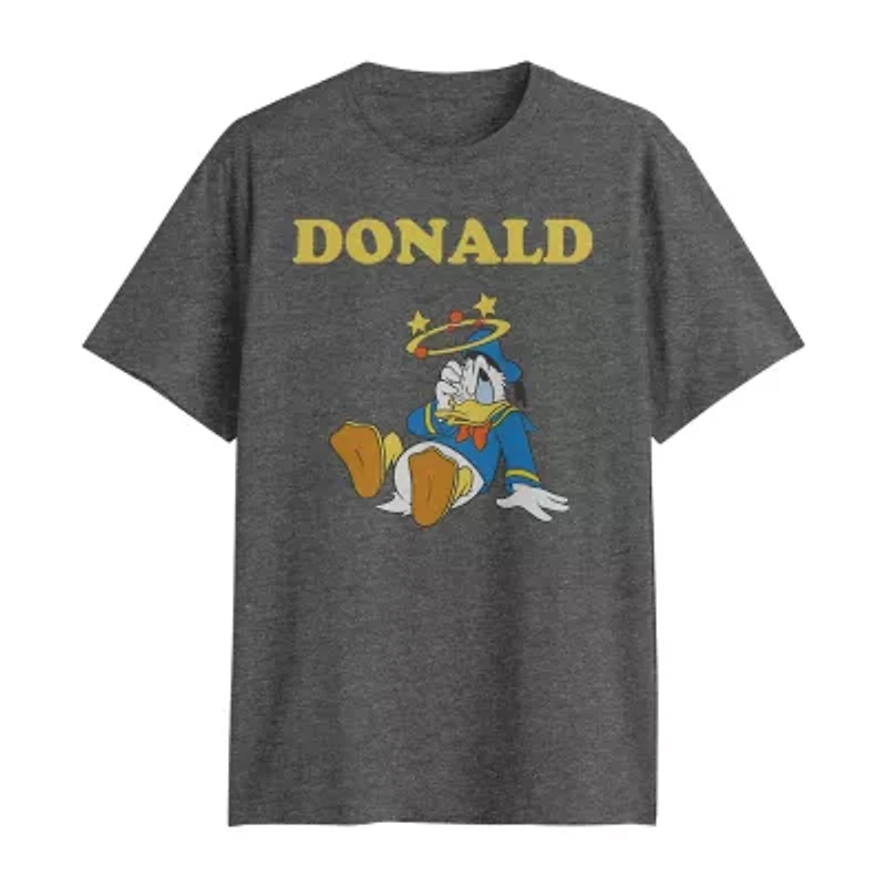 Mens Crew Neck Short Sleeve Classic Fit Donald Duck Big and Tall Graphic T-Shirt
