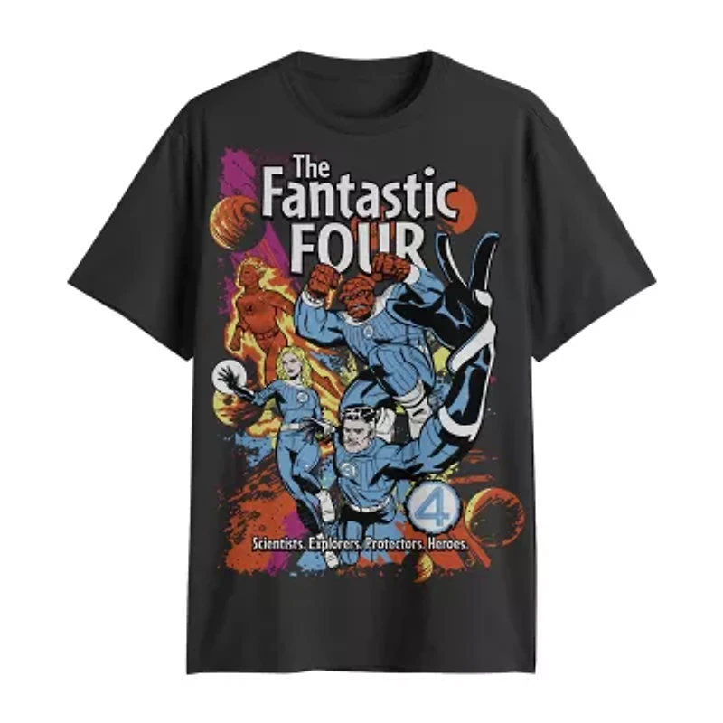 Mens Crew Neck Short Sleeve Classic Fit Marvel Big and Tall Graphic T-Shirt