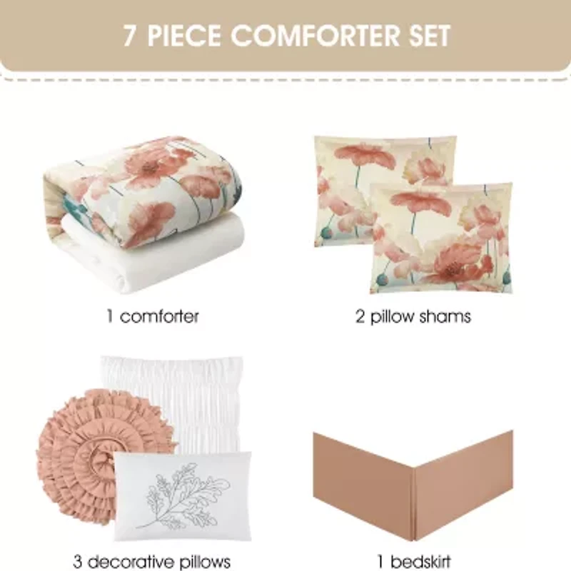 Stratford Park Jassie Floral 7-pc. Easy Care Comforter Set