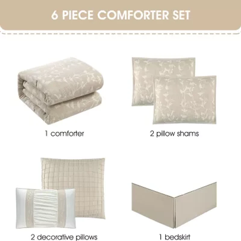Stratford Park Dayla Leaves Comforter Set 6-pc. Easy Care