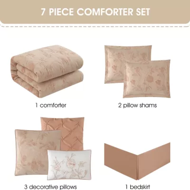 Stratford Park Keila Floral 7-pc. Easy Care Comforter Set