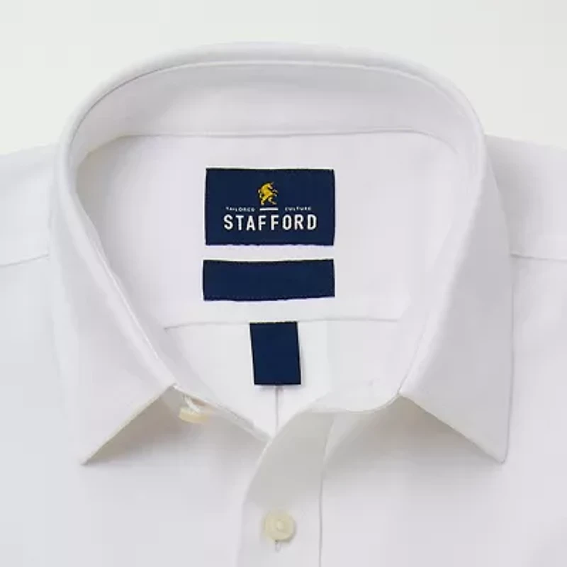 Stafford Premium Mens Regular Fit Stretch Fabric Wrinkle Free Long Sleeve Dress Shirt