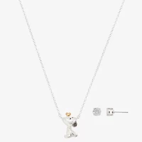 Womens Cubic Zirconia 10K Rose Gold Pure Silver Over Brass Peanuts Snoopy 2-pc. Jewelry Set