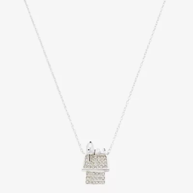 Womens Crystal Pure Silver Over Brass 16 Inch Pendant Necklace