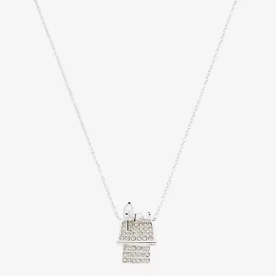 Womens Crystal Pure Silver Over Brass 16 Inch Pendant Necklace